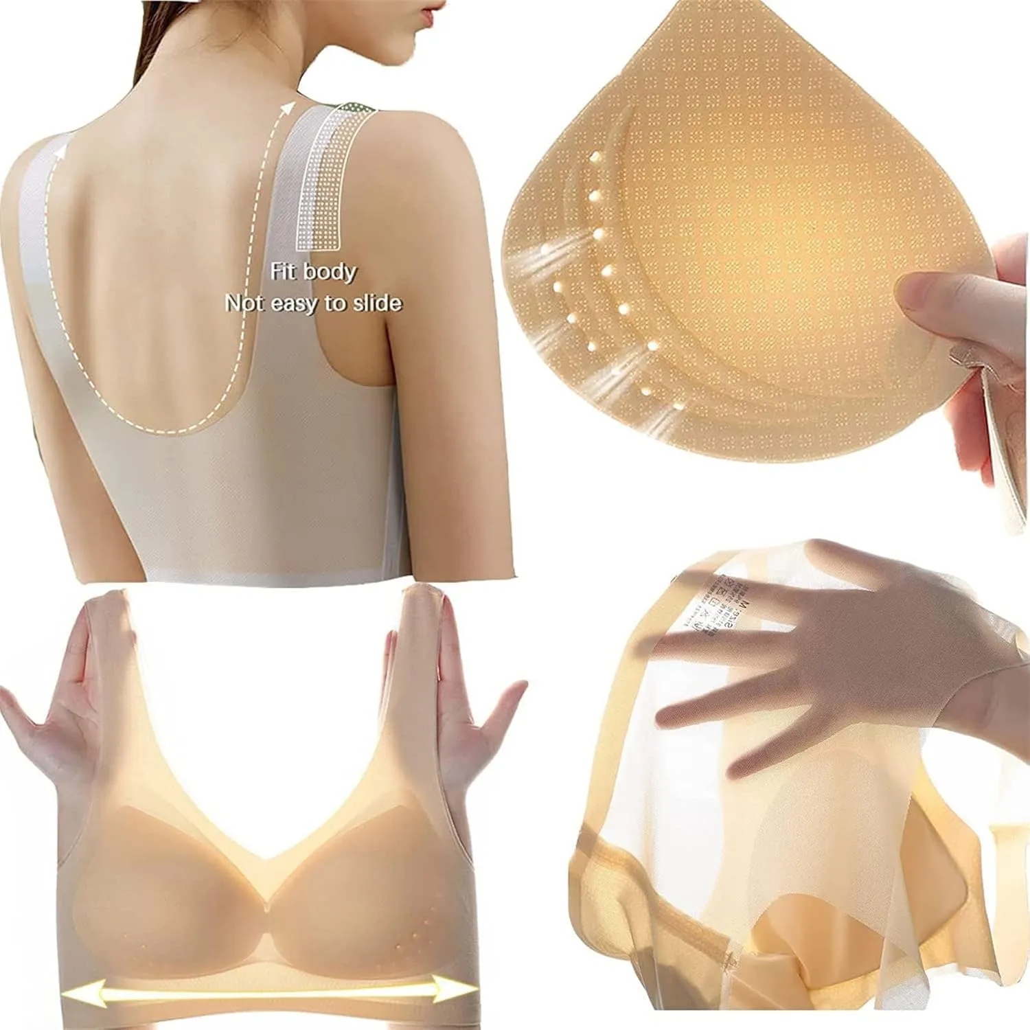 Womens Seamless Bra Summer Lightweight No Underwire Mastectomy Bra Mesh Breathable Bras Ultra Thin Ice Silk Bras