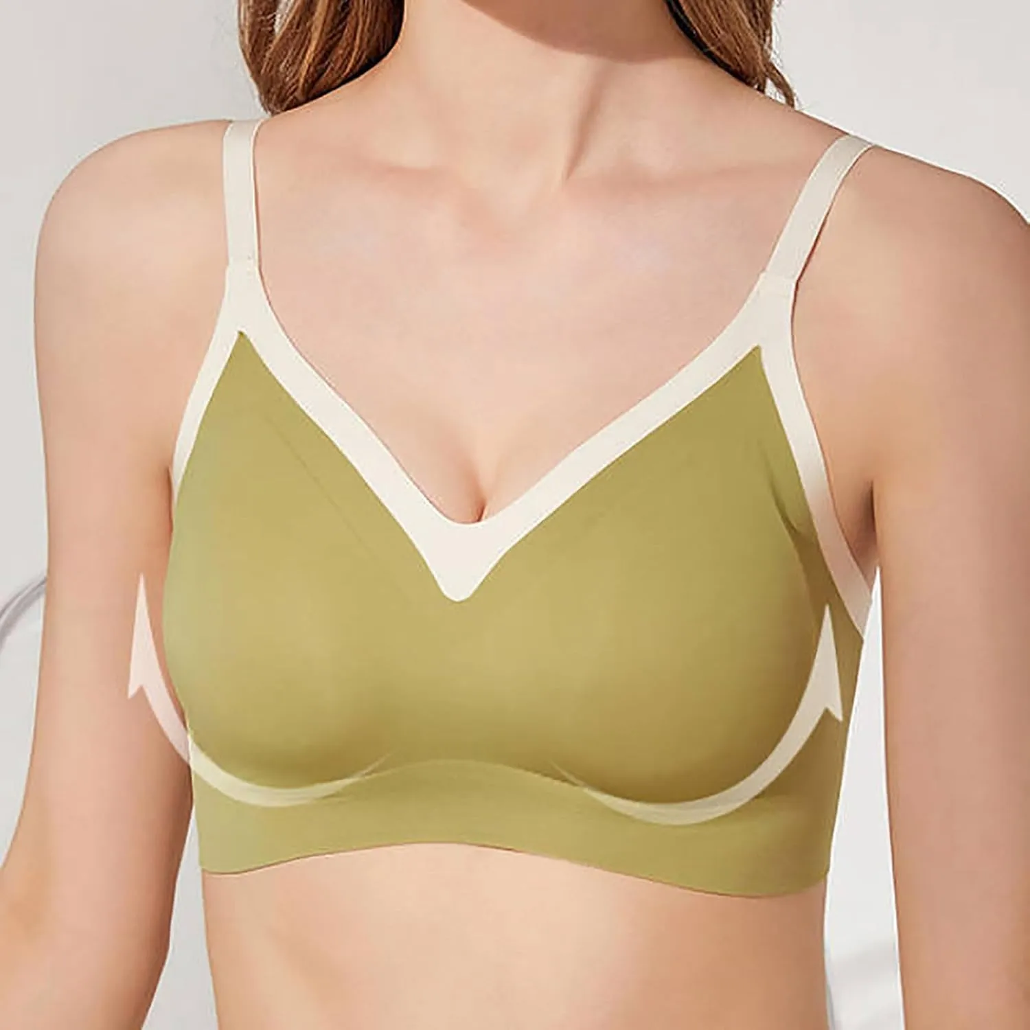 Women's Seamless Bras Color Block Push Up Lifting Comfort Bralettes Full Coverage Breathable Wireless Everyday Bra