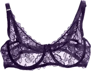 Women's Sexy Bra Sheer Lace Bra Floral Lace Bralettes Plus Size Full Coverage See Through Bralettes Mesh Soft Bras