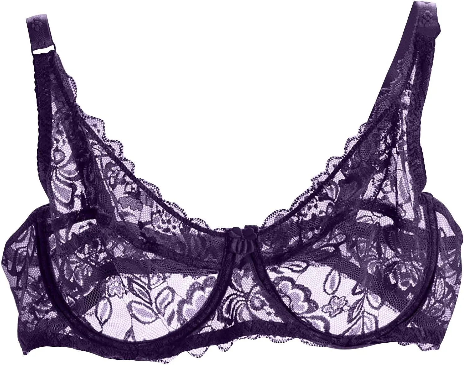 Women's Sexy Bra Sheer Lace Bra Floral Lace Bralettes Plus Size Full Coverage See Through Bralettes Mesh Soft Bras