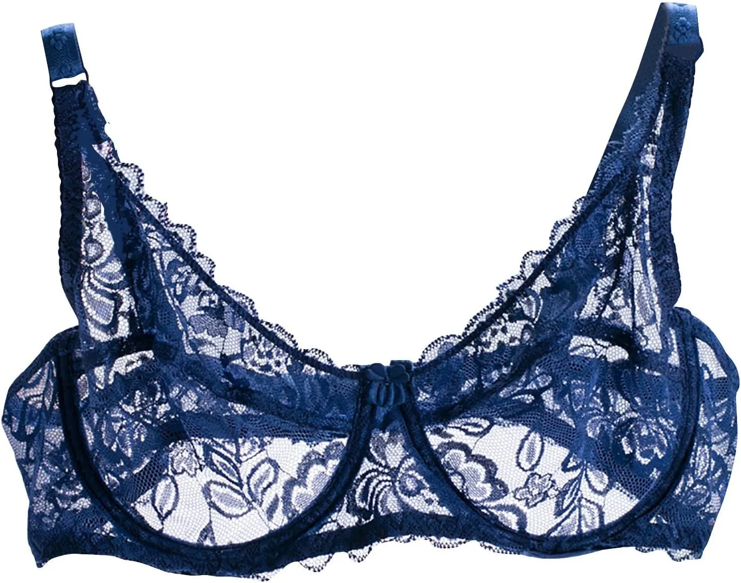 Women's Sexy Bra Sheer Lace Bra Floral Lace Bralettes Plus Size Full Coverage See Through Bralettes Mesh Soft Bras