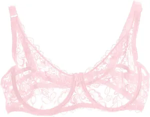Women's Sexy Bra Sheer Lace Bra Floral Lace Bralettes Plus Size Full Coverage See Through Bralettes Mesh Soft Bras