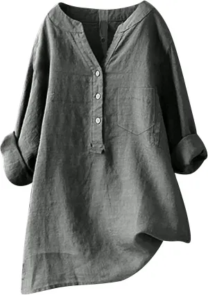 Womens Short Sleeve Cotton Linen Shirts Casual V Neck Dressy T-Shirt Boho Loose Summer Tshirt