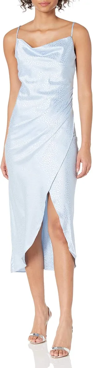 Women's Sian Sleeveless Cowl Neck Faux Wrap Midi Slip Dress