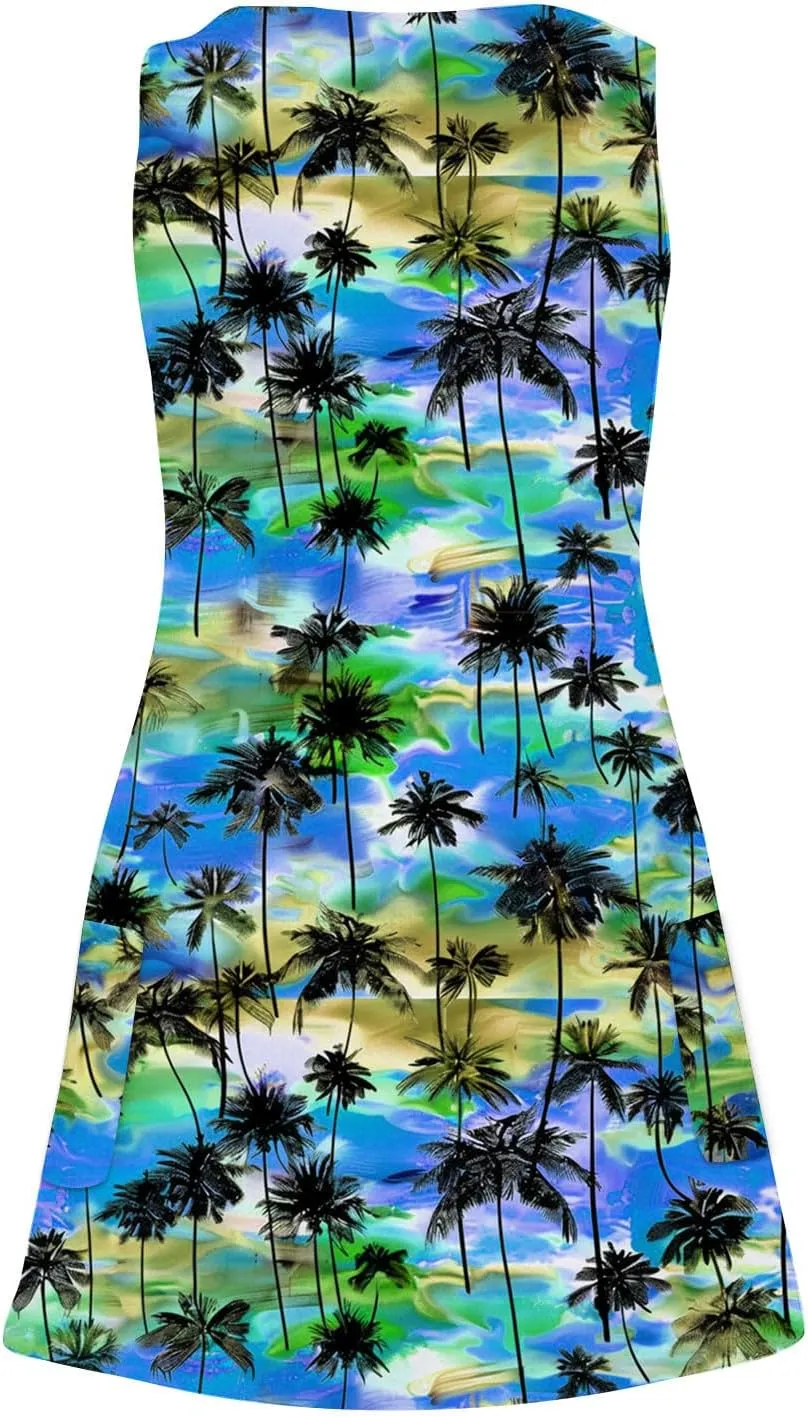 Womens Sleeveless Floral Sundress Casual Summer Dress Beach Vacation Dress Lightweight A-Line Tank Dresses