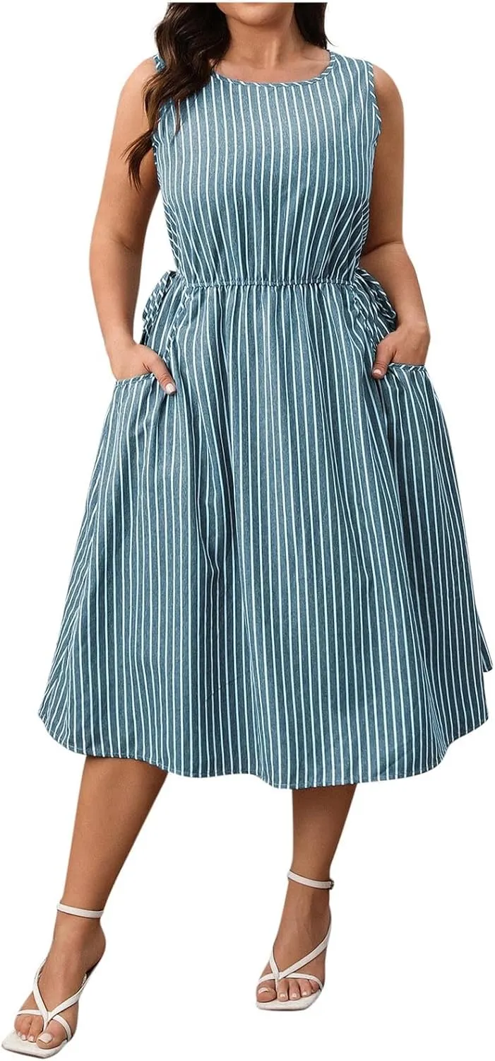 Womens Sleeveless Summer Dresses Plus Size Casual Dress A Line Loose Shift Dress 2025