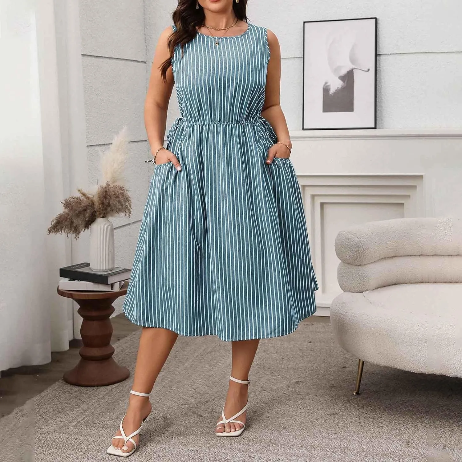 Womens Sleeveless Summer Dresses Plus Size Casual Dress A Line Loose Shift Dress 2025