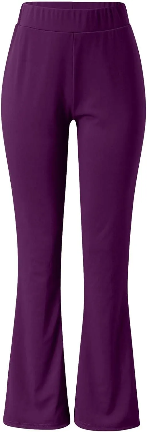 Women's Solid Casual Elastic High Waisted Yoga Sweatpants Stretch Soft Comfy Straight Wide Leg Trousers with Pockets
