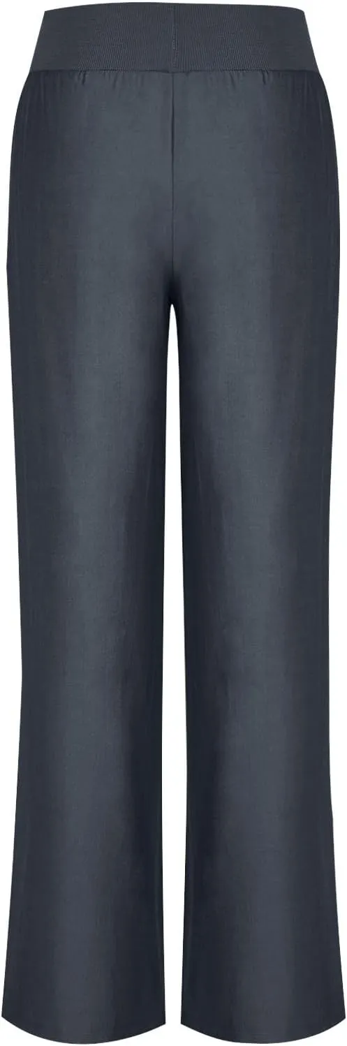 Women's Solid Wide Leg Pants Casual Elastic High Waist Joggers Straight Workout Sport Trousers Gym Pant with Pocket