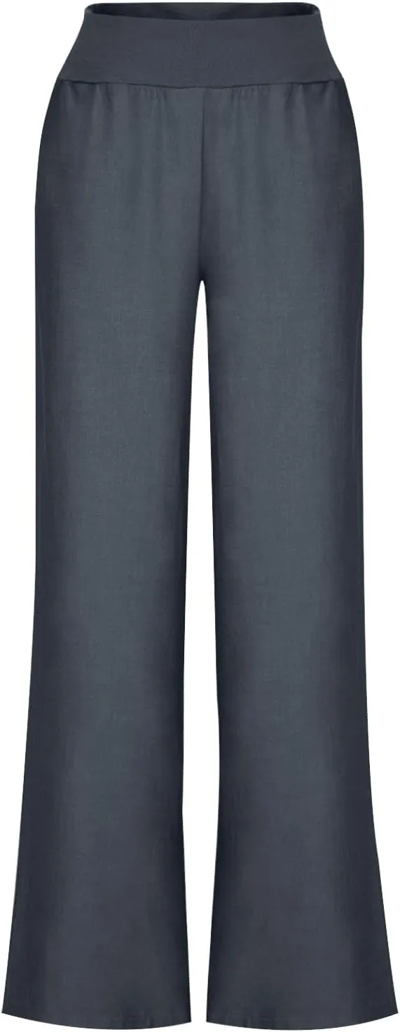 Women's Solid Wide Leg Pants Casual Elastic High Waist Joggers Straight Workout Sport Trousers Gym Pant with Pocket