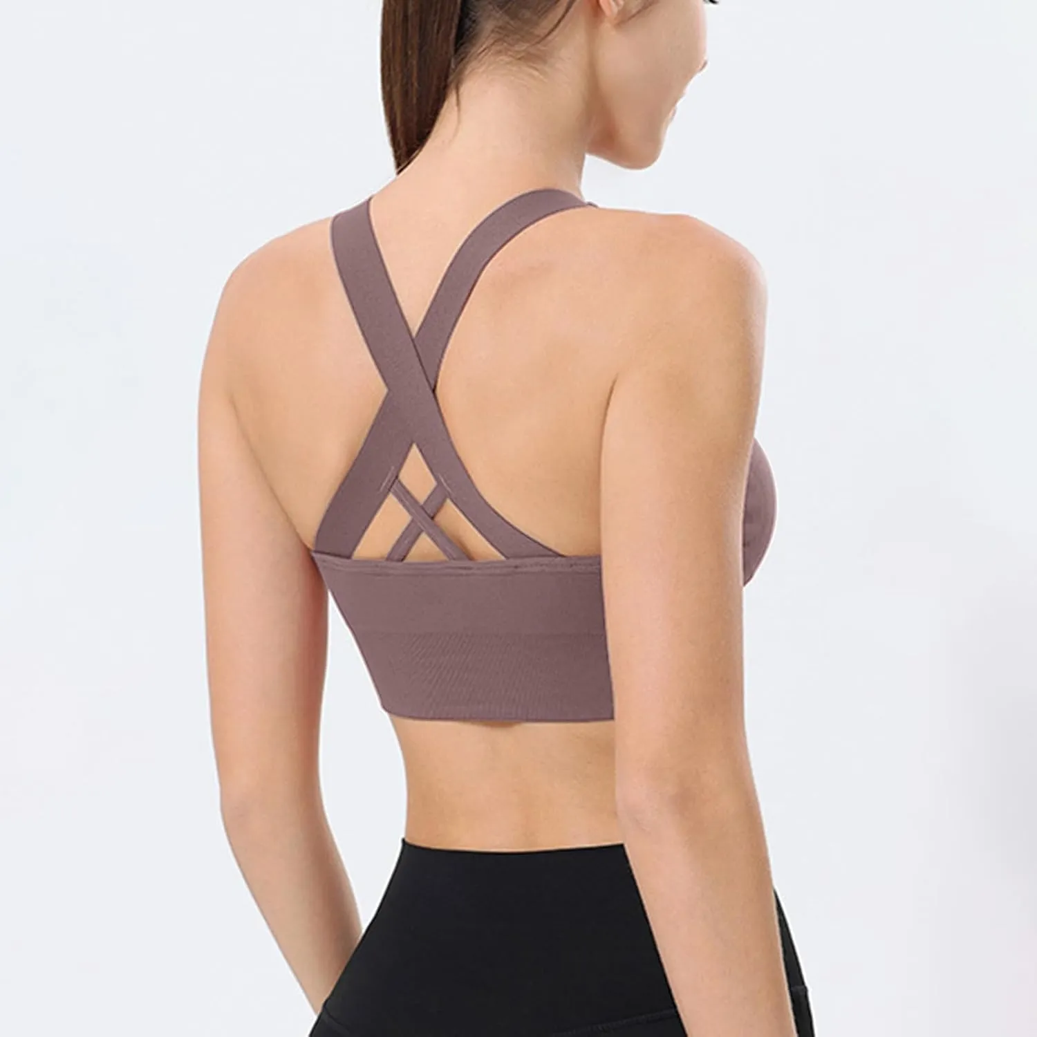 Women's Sports Bra Crisscross Back Comfort Support Lifting Bralette Full Coverage Running Athletic Workout Yoga Bra