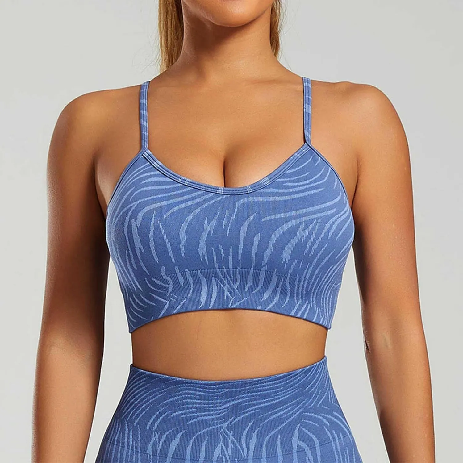 Women's Sports Bra Spaghetti Strap Comfort Push Up Lifting Soft Bralette Full Coverage Athletic Workout Yoga Crop Top