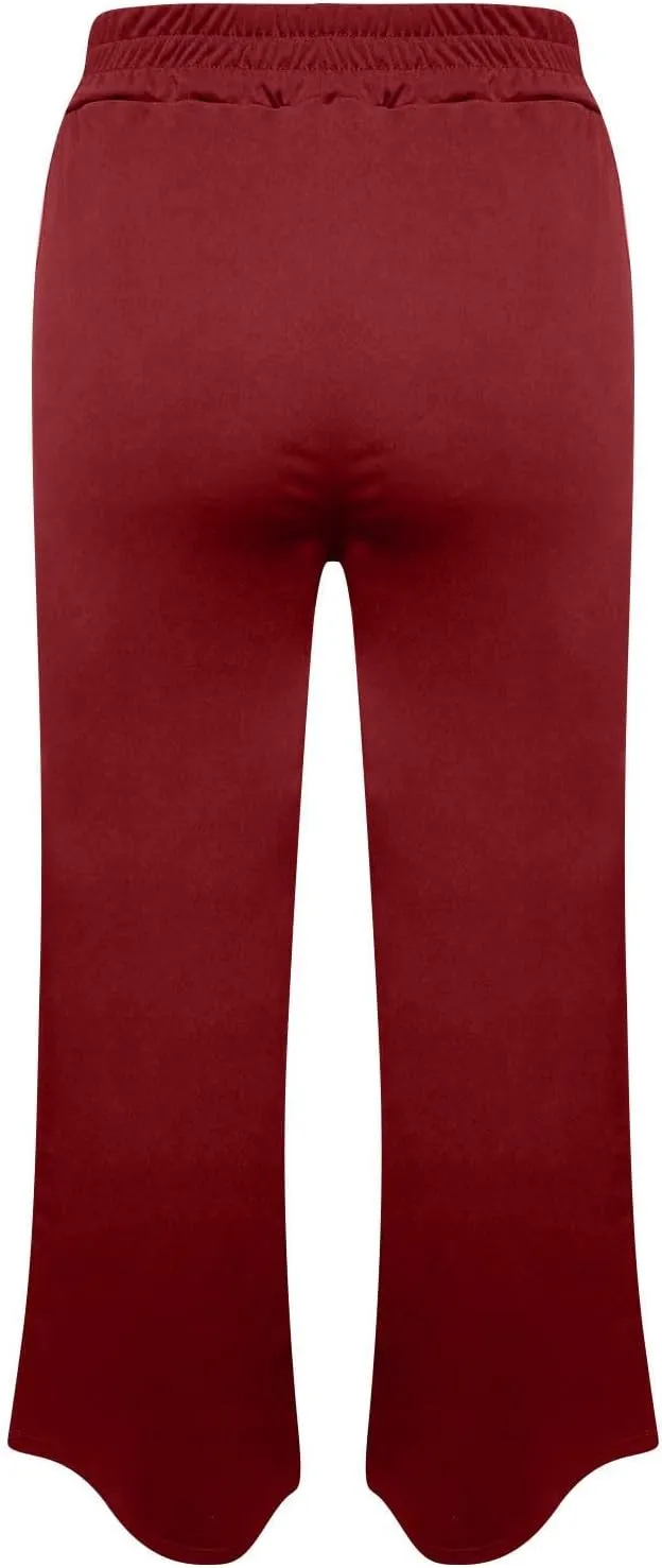 Women's Straight Wide Leg Pants Casual Loose Fit Plus Size Drape Flowy Trousers Soft Lightweight Elastic Waist Jogger Pant