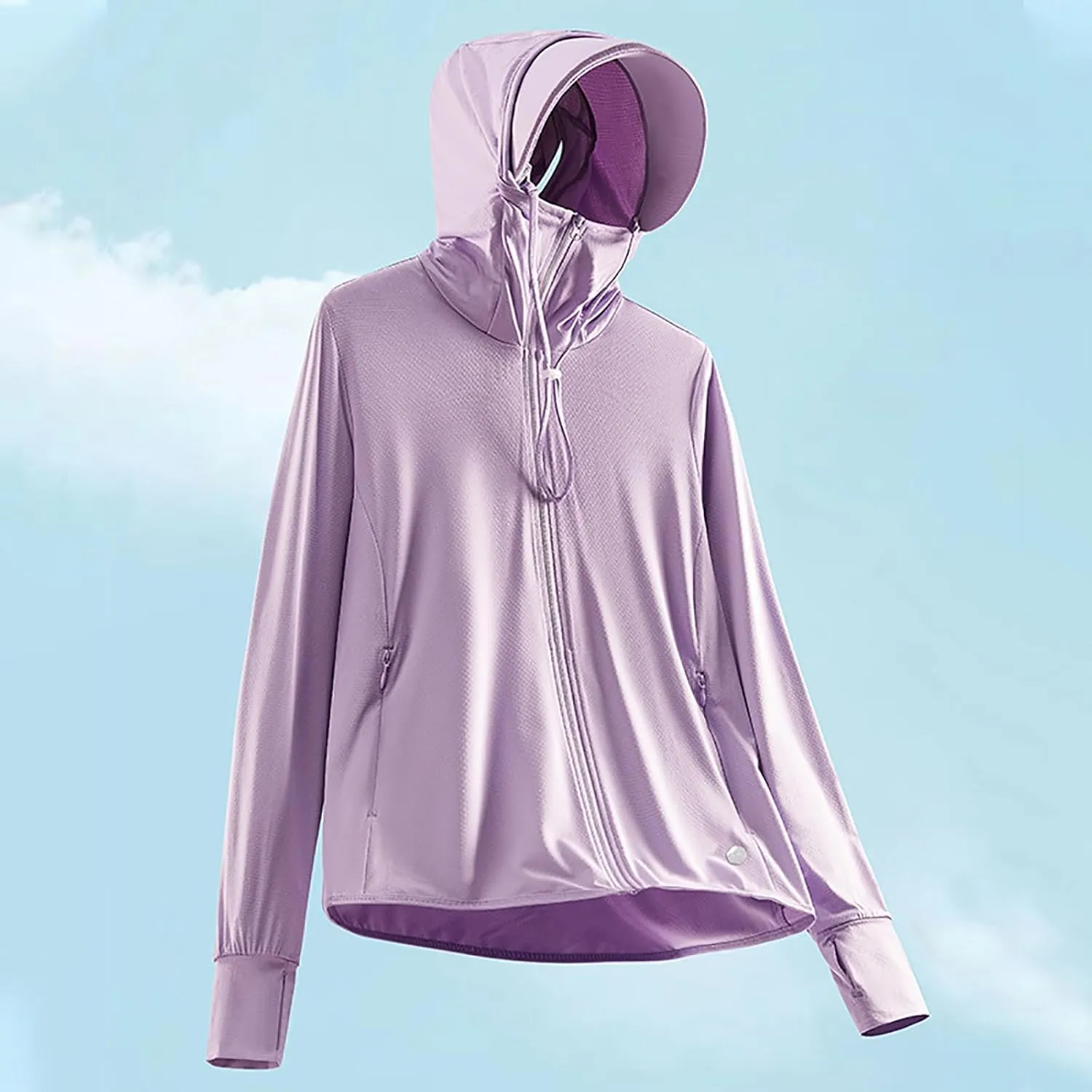 Women's Sun Protection Jacket Long Sleeve Zip Up Smooth Soft Comfort Gym Hoodies Trendy Lightweight UPF50  Jackets