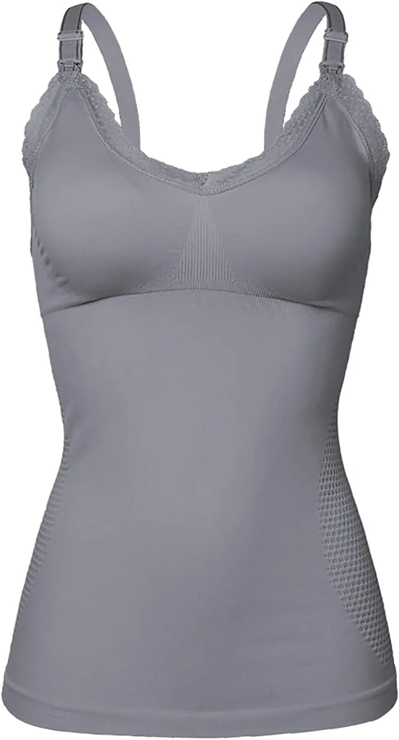 Women's Tank Top with Shelf Bra Adjustable Strap Breastfeeding Nursing Bra Wider Strap Camisole Basic Cami Tanks