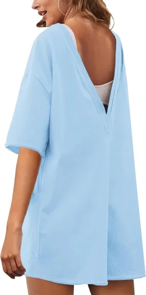 Women's Tee Rompers One Piece Short Sleeve Casual Athletic Overalls Workout Hot Shot Jumpsuits
