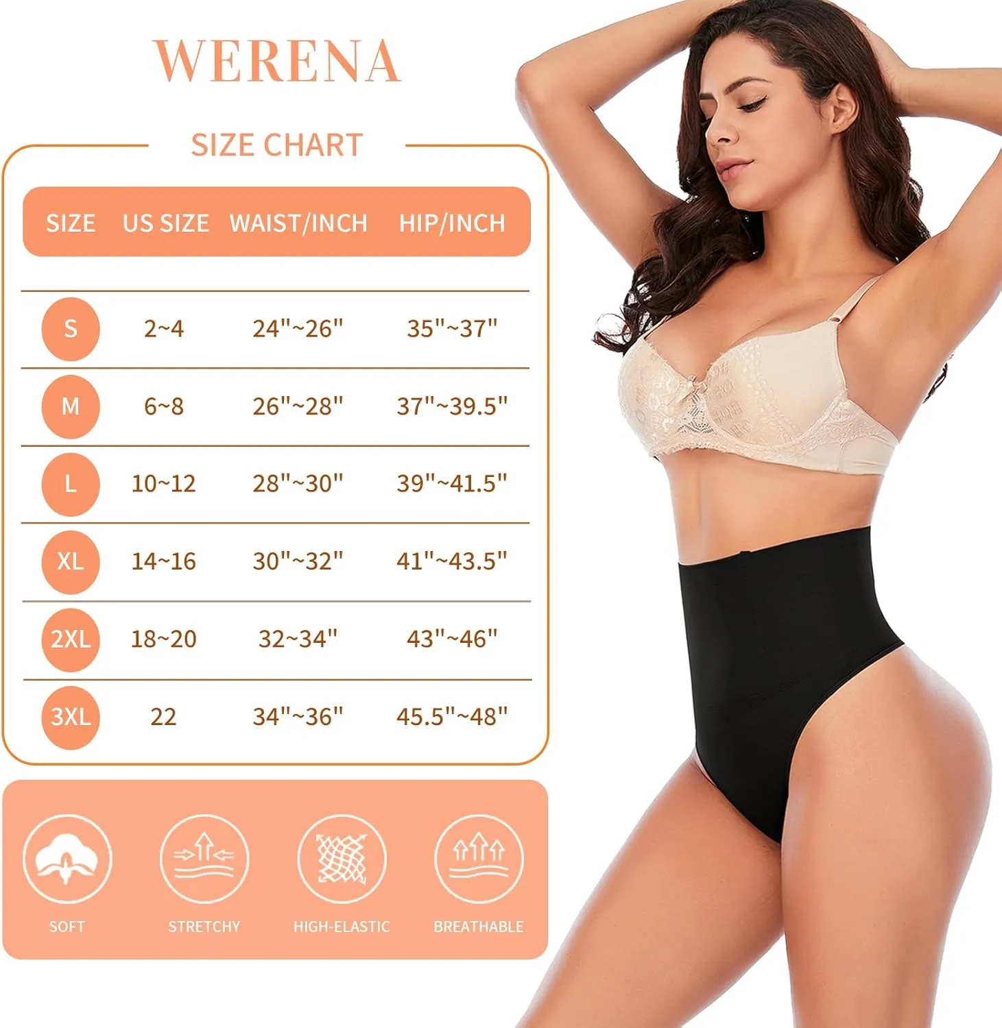 Womens Thong Shapewear Mid to High Waisted Shaper Thong WN0017