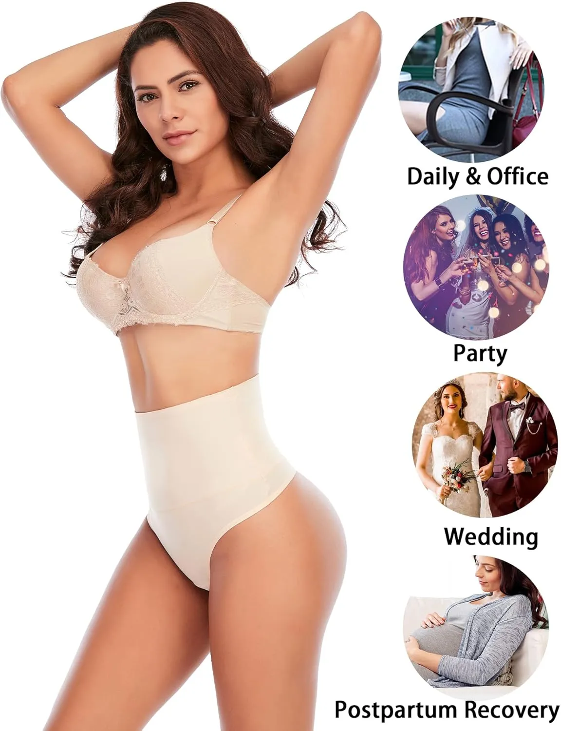 Womens Thong Shapewear Mid to High Waisted Shaper Thong WN0017