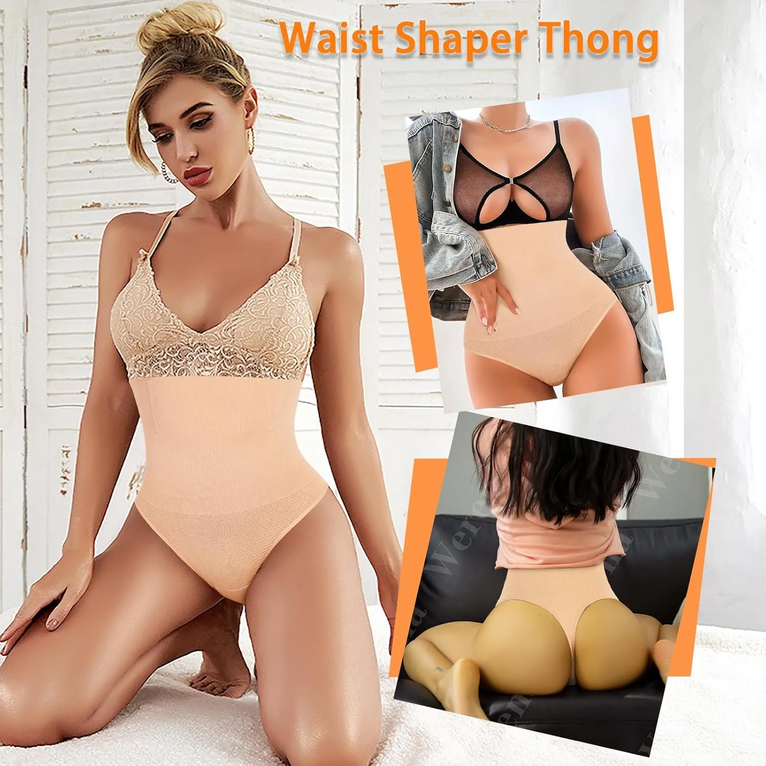 Womens Thong Shapewear Mid to High Waisted Shaper Thong WN0017