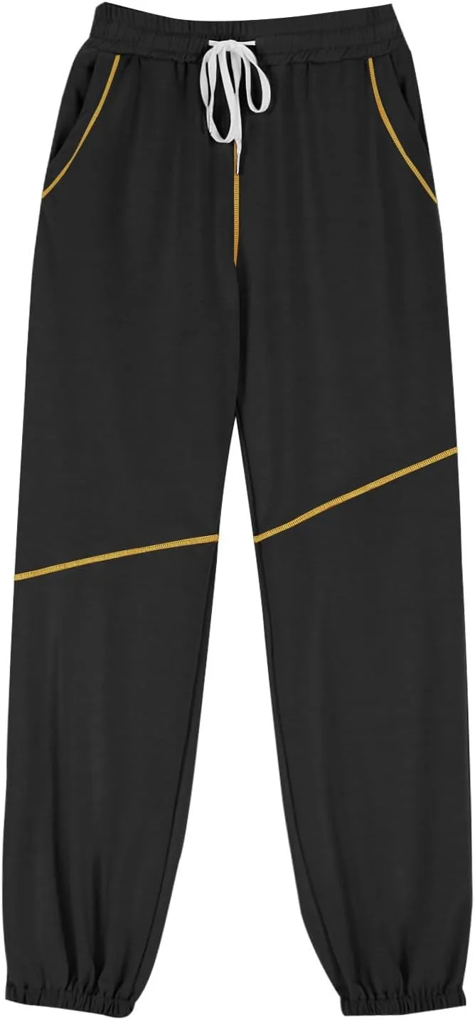 Women's Wide Leg Sweatpants 2025 Baggy Wide Fleece Lined Straight Leg Pant Drawstring Athletic Joggers with Pockets