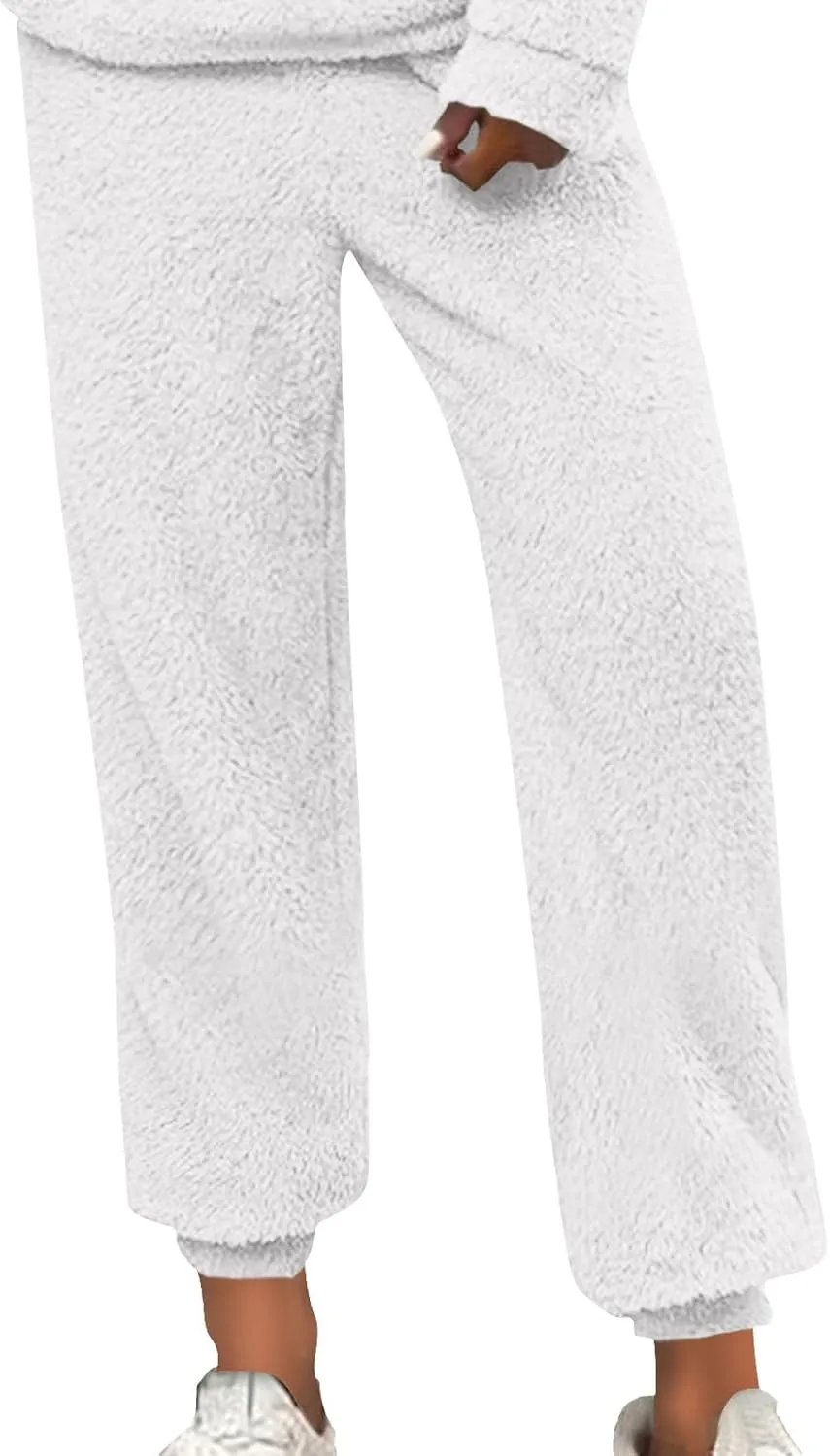 Womens Winter Cozy Lounge Pants Warm Soft Fleece Pajama Bottoms Sleepwear Sherpa Lined Athletic Active Sweatpants