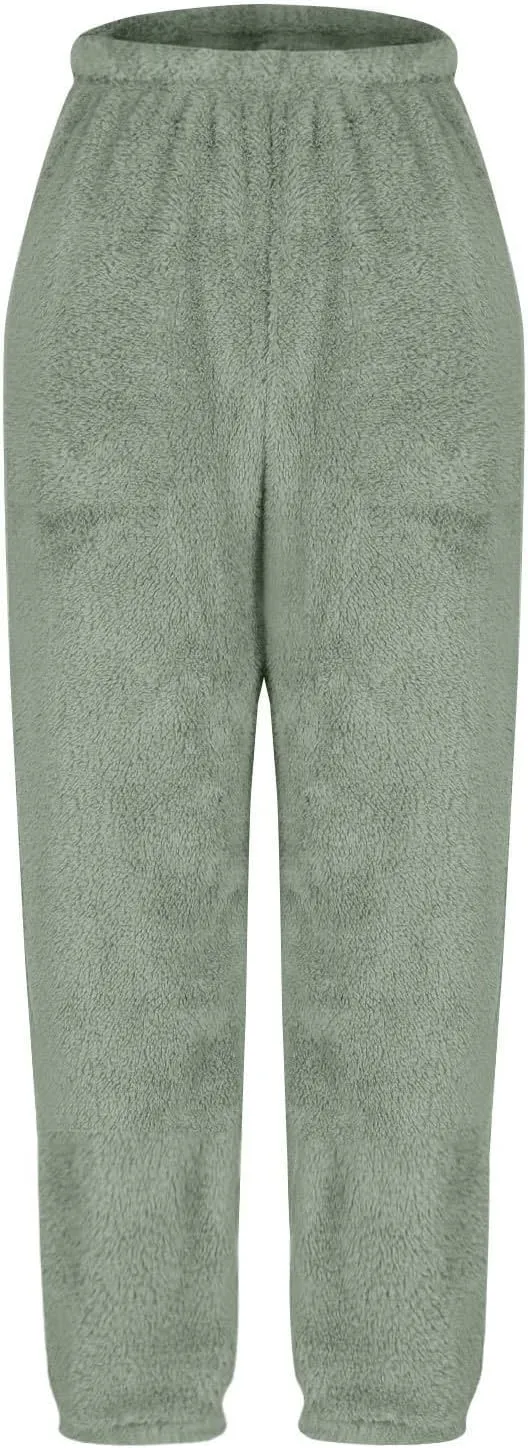 Womens Winter Cozy Lounge Pants Warm Soft Fleece Pajama Bottoms Sleepwear Sherpa Lined Athletic Active Sweatpants