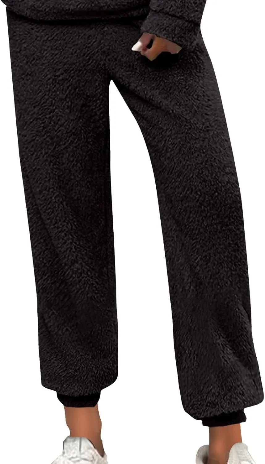 Womens Winter Cozy Lounge Pants Warm Soft Fleece Pajama Bottoms Sleepwear Sherpa Lined Athletic Active Sweatpants
