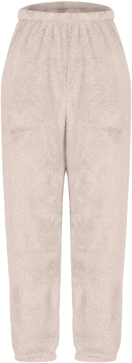 Womens Winter Cozy Lounge Pants Warm Soft Fleece Pajama Bottoms Sleepwear Sherpa Lined Athletic Active Sweatpants