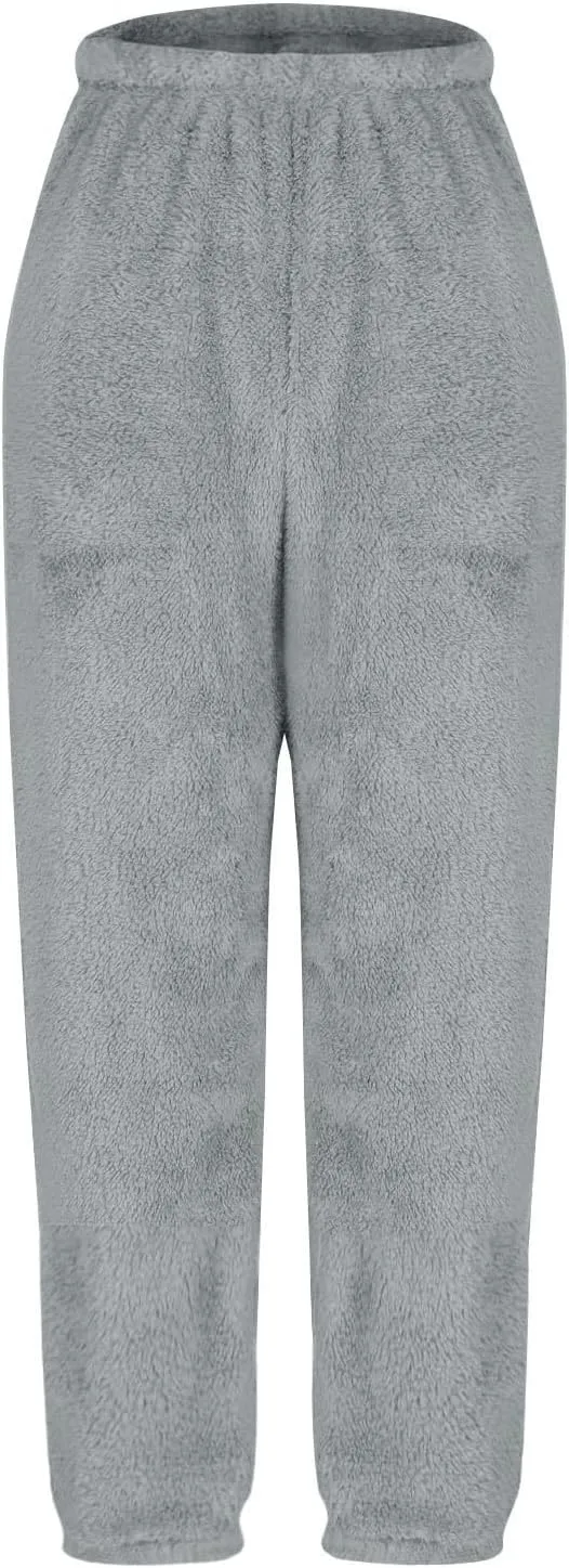 Womens Winter Cozy Lounge Pants Warm Soft Fleece Pajama Bottoms Sleepwear Sherpa Lined Athletic Active Sweatpants