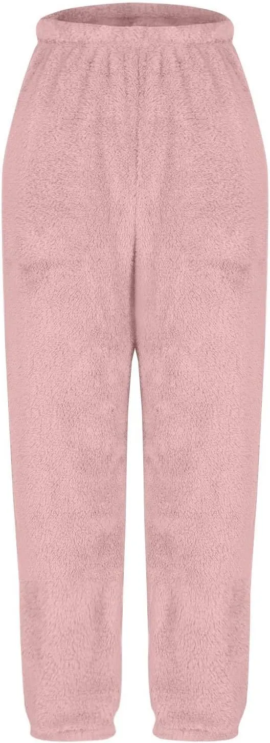 Womens Winter Cozy Lounge Pants Warm Soft Fleece Pajama Bottoms Sleepwear Sherpa Lined Athletic Active Sweatpants
