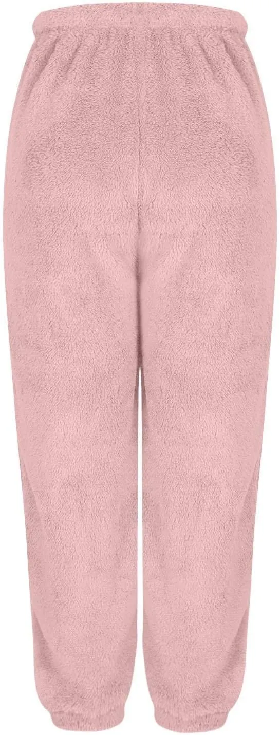 Womens Winter Cozy Lounge Pants Warm Soft Fleece Pajama Bottoms Sleepwear Sherpa Lined Athletic Active Sweatpants