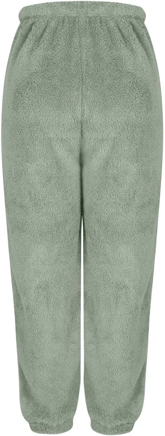 Womens Winter Cozy Lounge Pants Warm Soft Fleece Pajama Bottoms Sleepwear Sherpa Lined Athletic Active Sweatpants