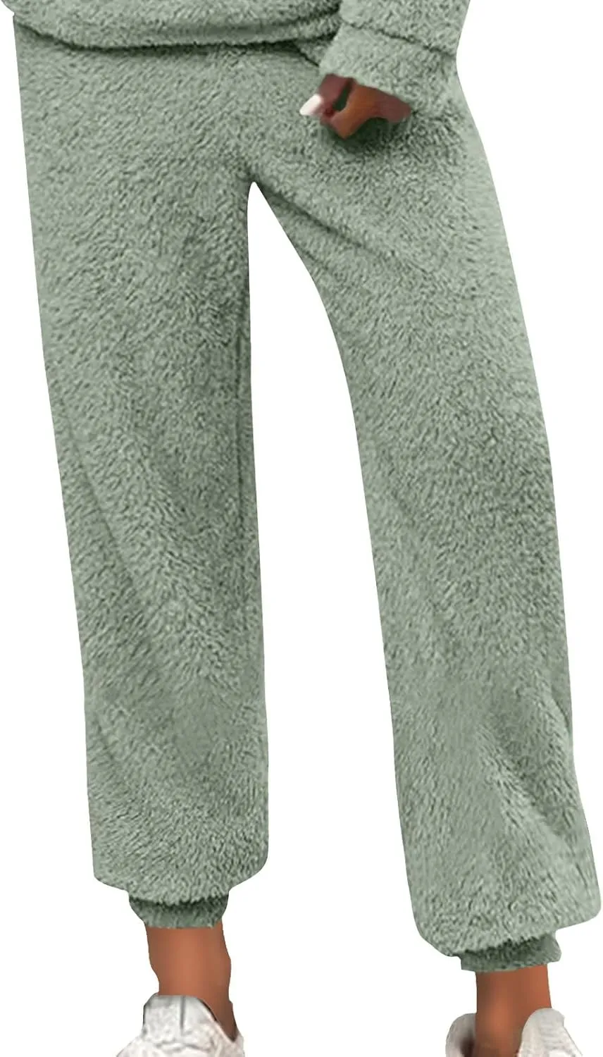Womens Winter Cozy Lounge Pants Warm Soft Fleece Pajama Bottoms Sleepwear Sherpa Lined Athletic Active Sweatpants