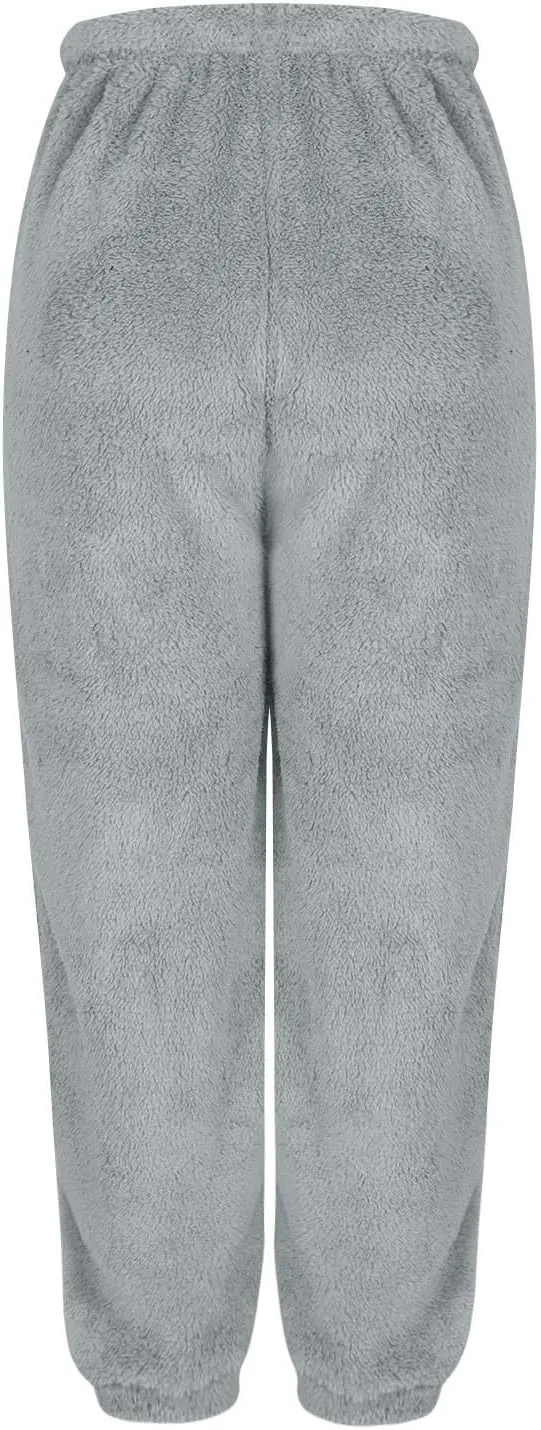 Womens Winter Cozy Lounge Pants Warm Soft Fleece Pajama Bottoms Sleepwear Sherpa Lined Athletic Active Sweatpants