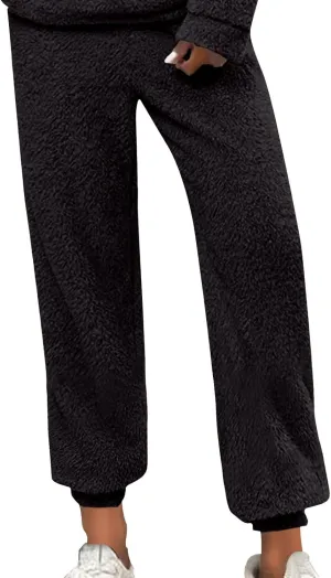 Womens Winter Cozy Lounge Pants Warm Soft Fleece Pajama Bottoms Sleepwear Sherpa Lined Athletic Active Sweatpants