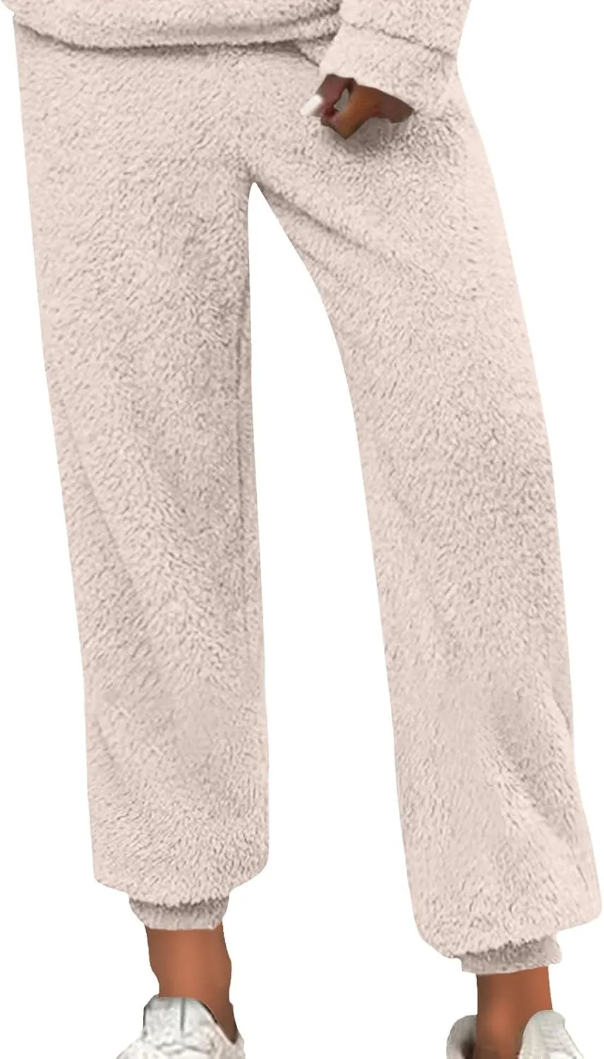 Womens Winter Cozy Lounge Pants Warm Soft Fleece Pajama Bottoms Sleepwear Sherpa Lined Athletic Active Sweatpants