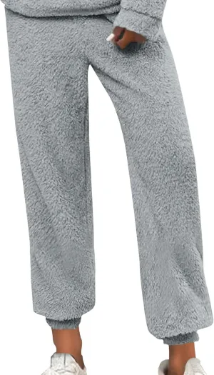 Womens Winter Cozy Lounge Pants Warm Soft Fleece Pajama Bottoms Sleepwear Sherpa Lined Athletic Active Sweatpants