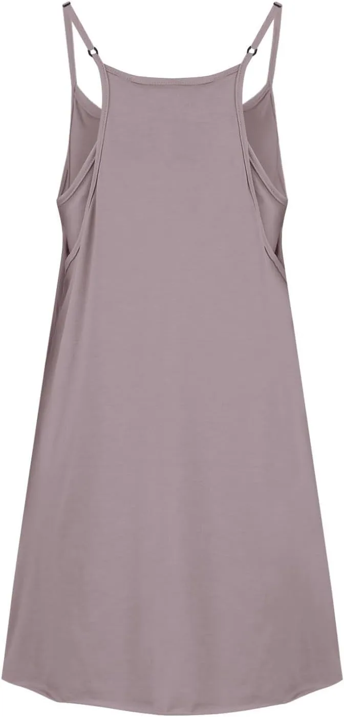 Womens Workout Romper Dress with Shorts Underneath Sleeveless Adjustable Spaghetti Straps Sports Mini Romper Dress