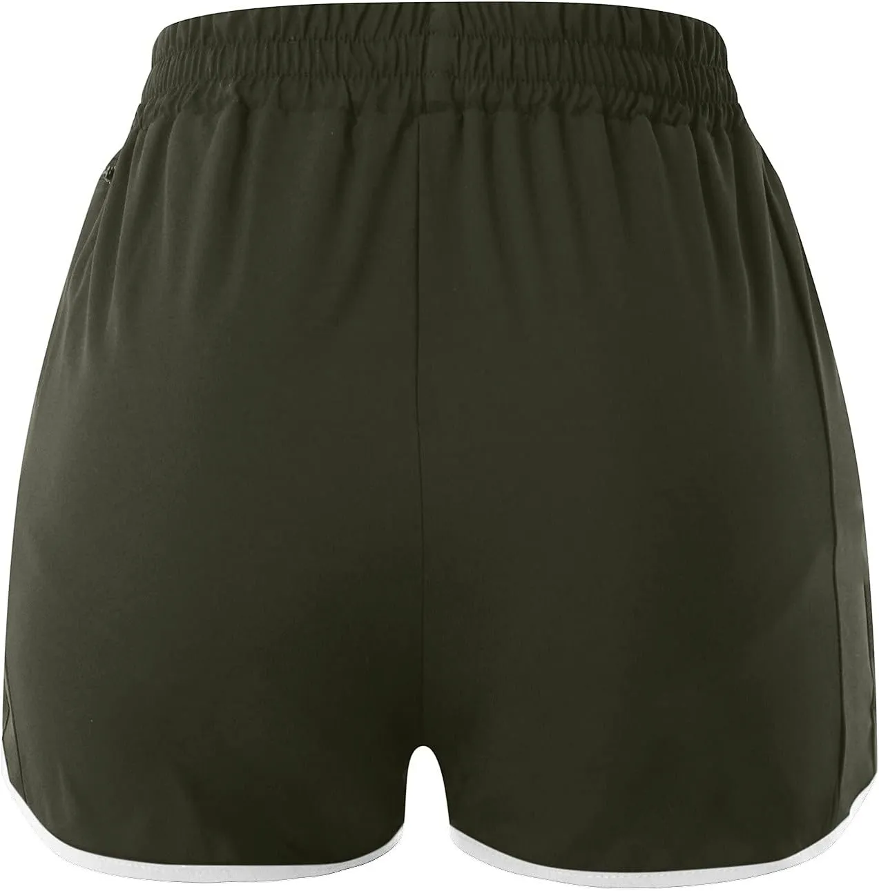 Womens Workout Running Shorts Solid Quick Dry Zipper Pocket Elastic Waisted V Leg Athletic Short Pants with Liner
