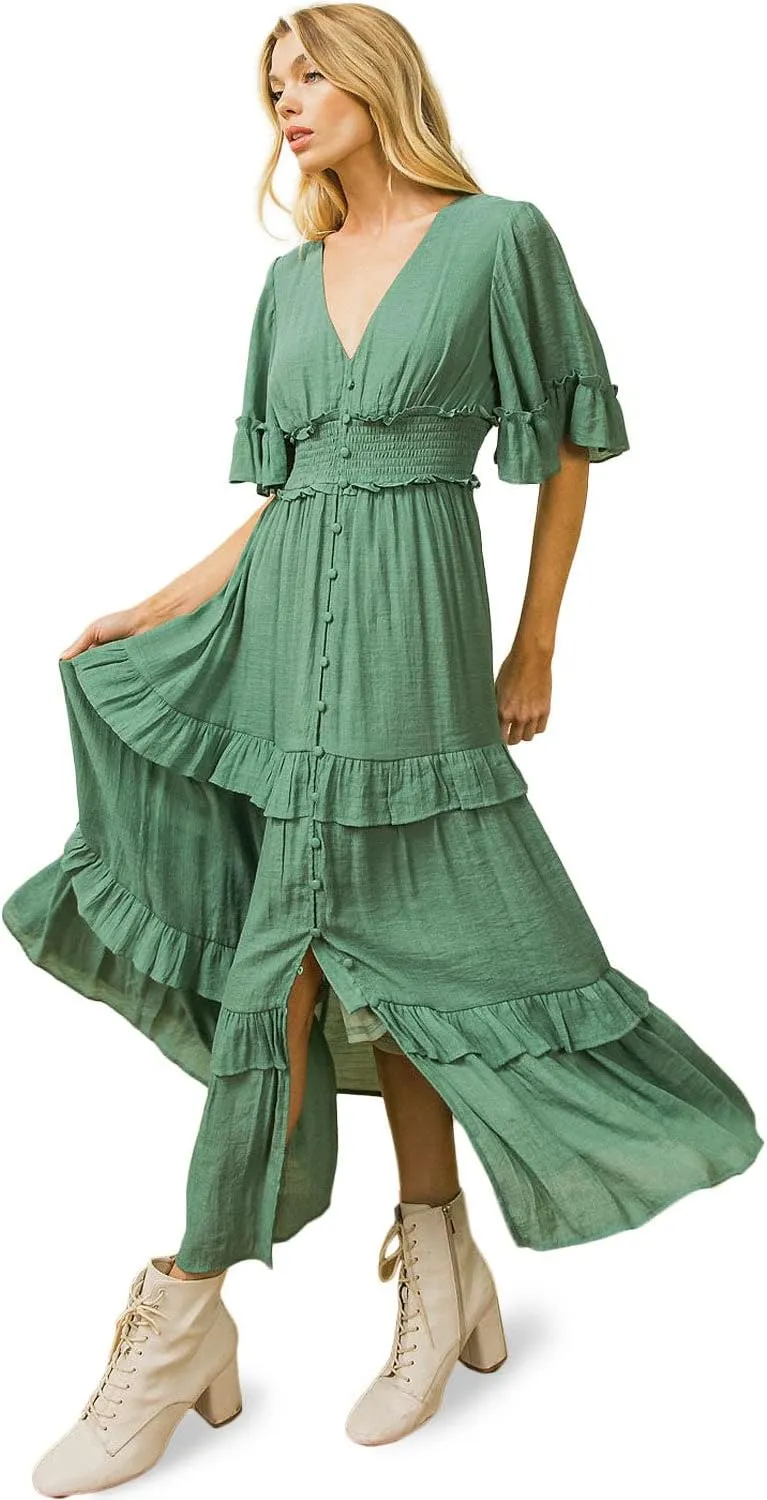 Women's Woven A-line Maxi Dress