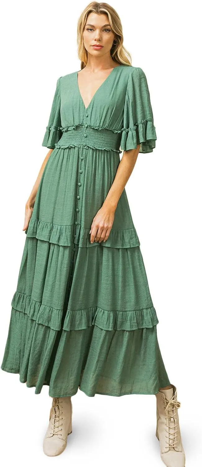 Women's Woven A-line Maxi Dress