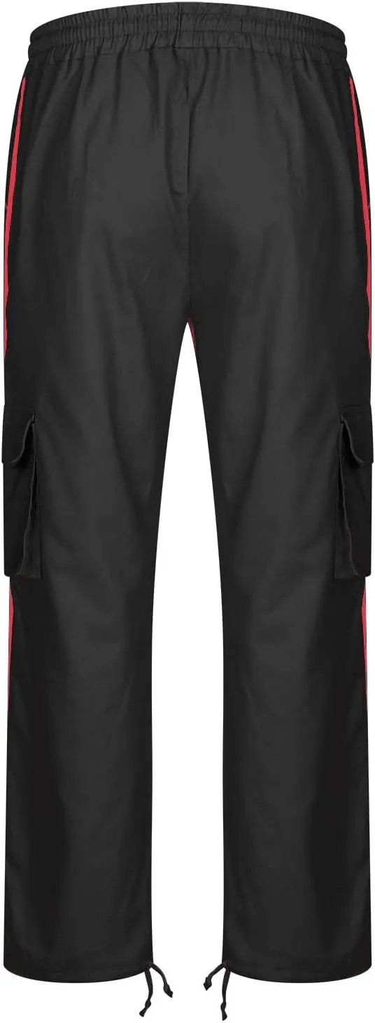 Zeiyignr Mens Cargo Pants Casual Joggers Sweatpants Contrast Color Striped Athletic Workout Hiking Pants with Multi-Pockets