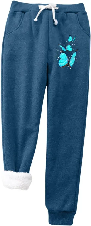 ZYXTIM Womens Sherpa Lined Fleece Sweatpants Drawstring Stretch Cinch Bottom Lounge Trousers Winter Thermal Jogger Pants